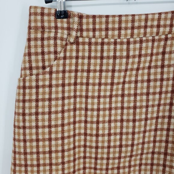Lulus Plaid Mini Skirt M Sycamore A Line Pockets Tan Brown - Picture 5 of 9